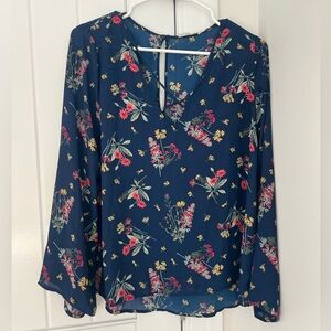 Lush Navy Floral Blouse